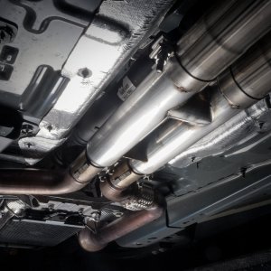 Ford Mustang Performance Exhaust - Stainless Works - Redline Series Catback, Dual-mode Mufflers, H-Pipe, Quad Tips, Active Valves - `18-`20